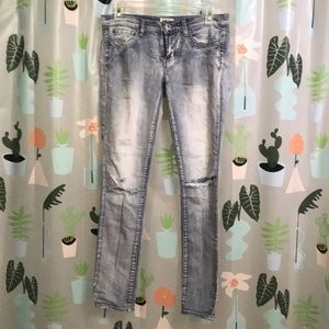 Mudd Low rise acid wash distressed ripped jeans